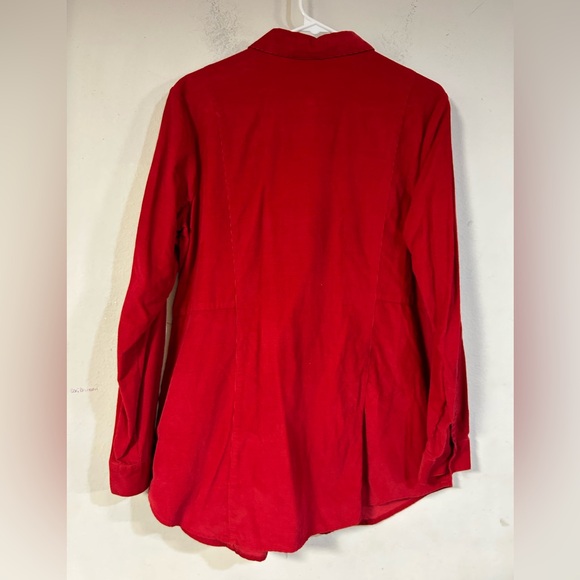 J Jill Corduroy Shirt Women's Medium Button Up Red Casual Ladies Pockets - Picture 2 of 3